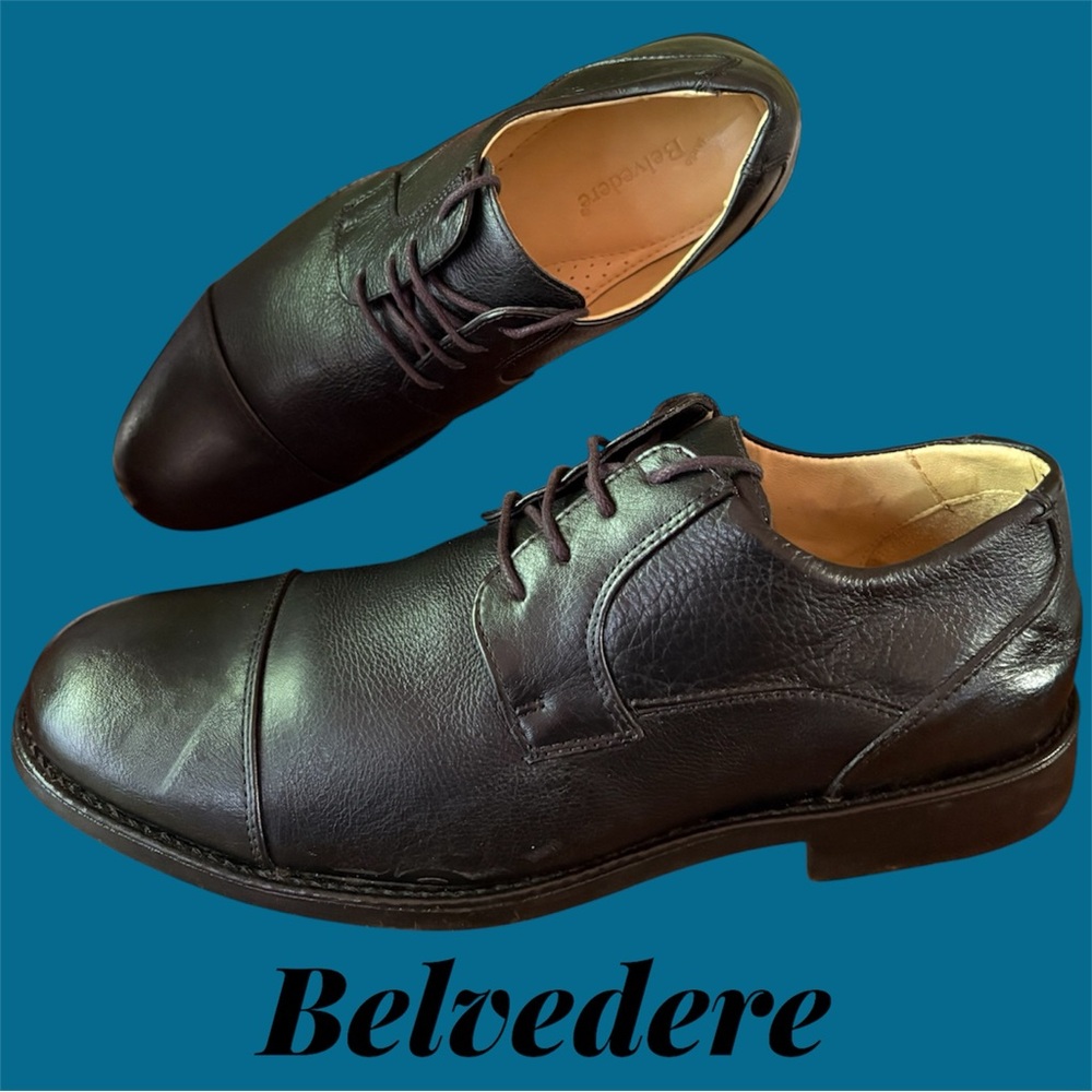 Belvedere Studio Men’s Black Leather Cap Toe Oxford Dress Shoes. Size 11 D. EUC!